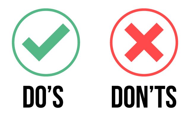 Don t filling. Dos and don'TS. Тема do's and don'TS. Картинка dos and don'TS. Did didn't.